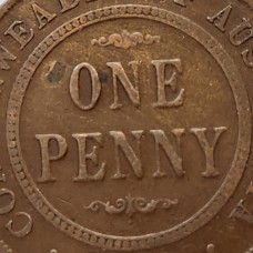 AUSTRALIA 1919 . ONE 1 PENNY . VARIETY . DOUBLE DOT 